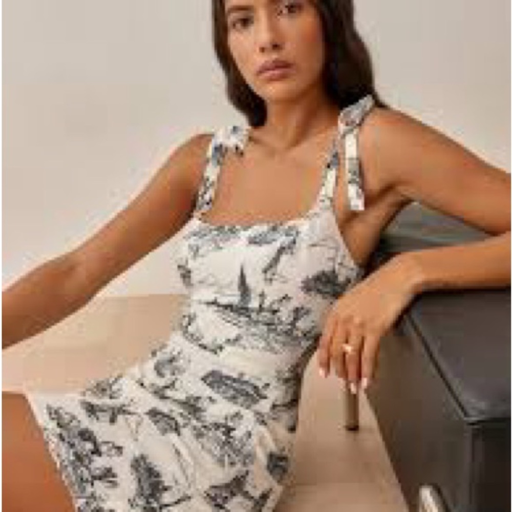Reformation Annabelle Mini Dress London Print Adjustable Straps Size 2